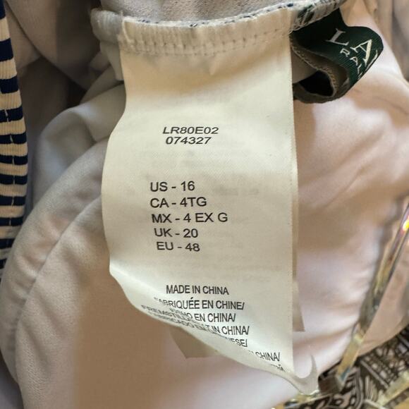 Lauren Ralph Lauren Swimsuit Painterly Stripe One Piece Size 16 Slimming NWT - Picture 7 of 10